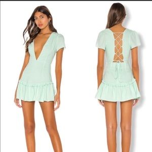 Superdown Valery Mint Lace Up Dress